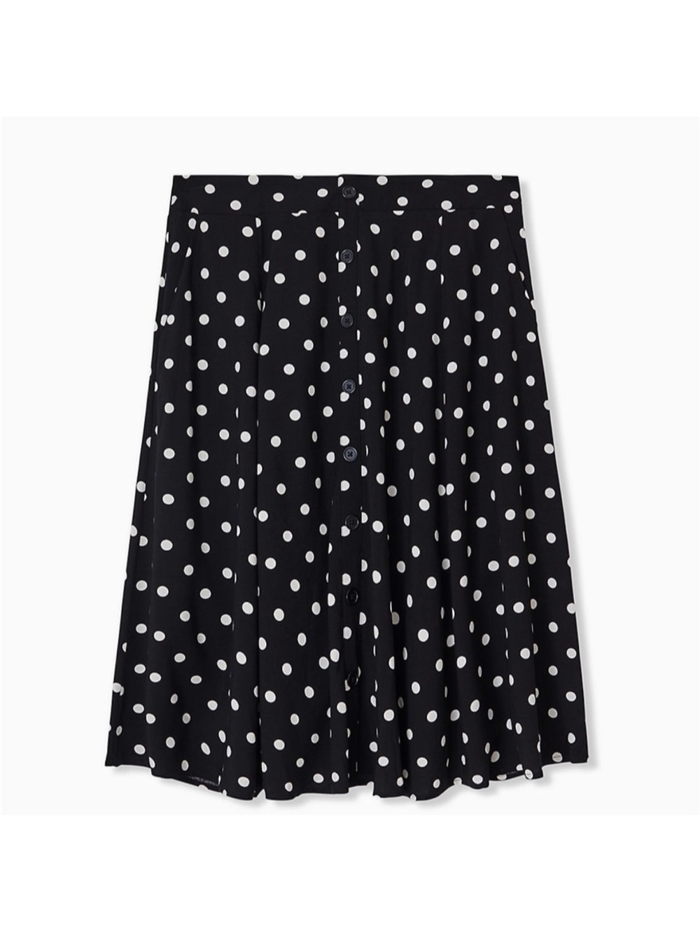 Torrid Black White Polka Dot Challis Button Front Midi Skirt Pockets 3X